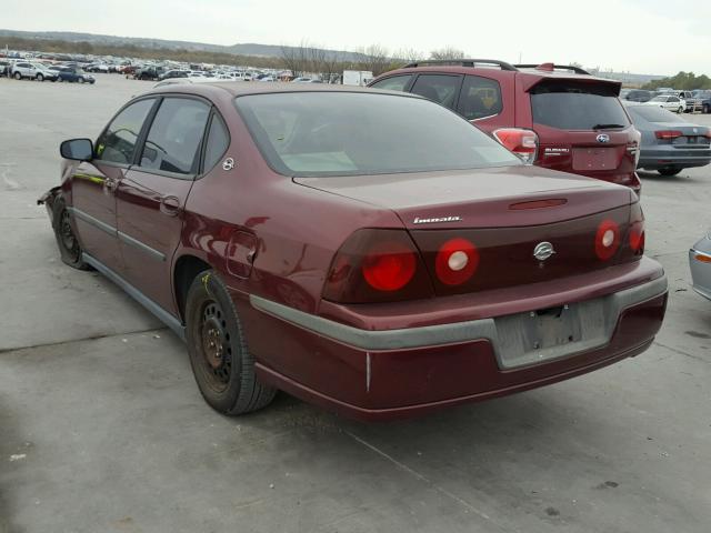 2G1WF55K029270363 - 2002 CHEVROLET IMPALA RED photo 3