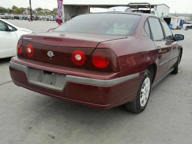 2G1WF55K029270363 - 2002 CHEVROLET IMPALA RED photo 4