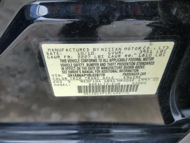 3N1AB6AP1BL628770 - 2011 NISSAN SENTRA 2.0 BLACK photo 10