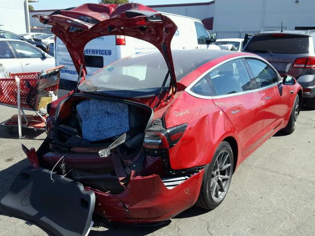 5YJ3E1EA7JF052167 - 2018 TESLA MODEL 3 წითელი ფოტო 4