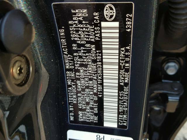 4T1BF1FK5HU381821 - 2017 TOYOTA CAMRY LE 黑色 照片 10