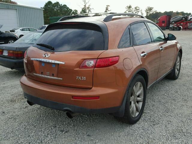 JNRAS08W33X002392 - 2003 INFINITI FX35 ORANGE photo 4