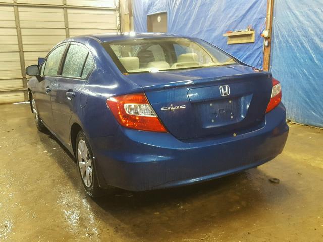 19XFB2F50CE368144 - 2012 HONDA CIVIC LX BLUE photo 3