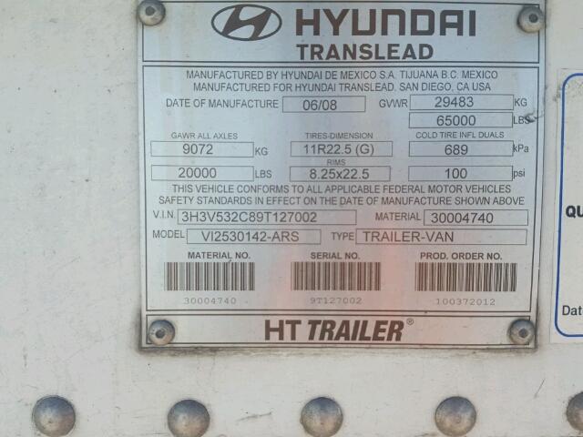 3H3V532C89T127002 - 2009 HYUNDAI TRAILER WHITE photo 10