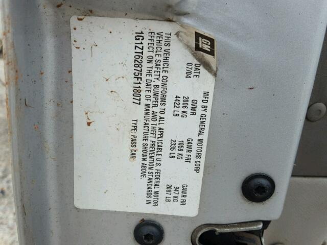 1G1ZT62875F118077 - 2005 CHEVROLET MALIBU MAX 银色 照片 10