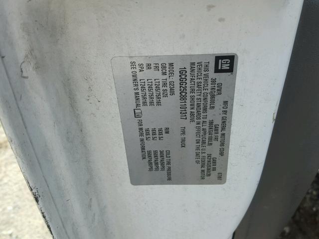 1GCGG25C881101317 - 2008 CHEVROLET EXPRESS G2 WHITE photo 10