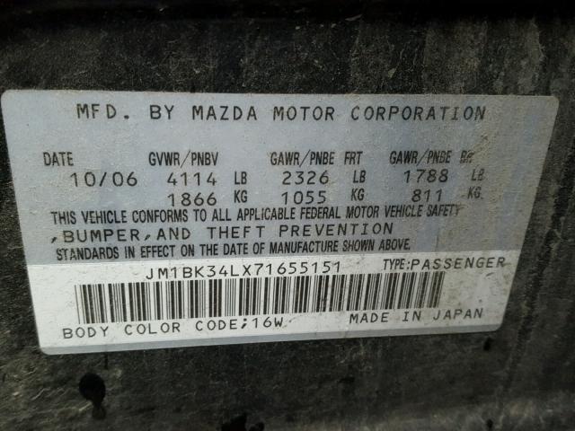 JM1BK34LX71655151 - 2007 MAZDA SPEED BLACK photo 8