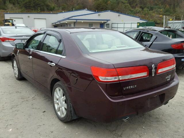 3LNHL2JCXCR834131 - 2012 LINCOLN MKZ MAROON photo 3