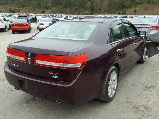 3LNHL2JCXCR834131 - 2012 LINCOLN MKZ MAROON photo 4