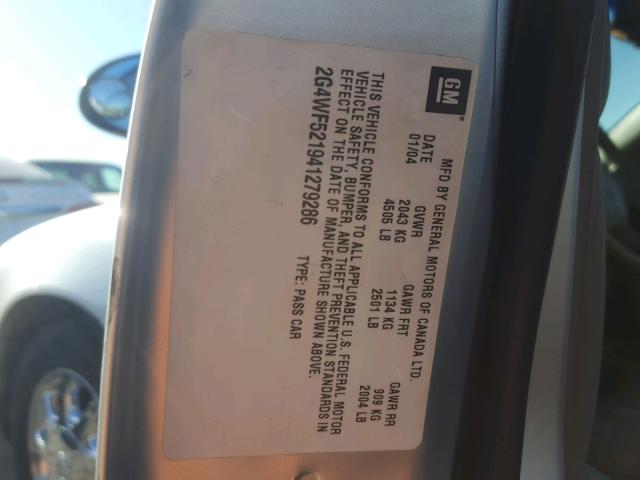 2G4WF521941279286 - 2004 BUICK REGAL GS SILVER photo 10