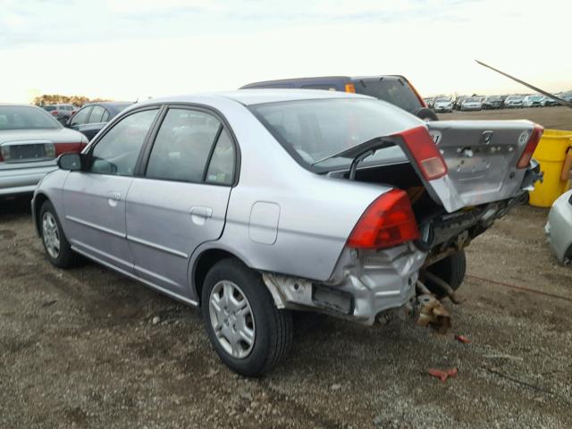 1HGES16592L023661 - 2002 HONDA CIVIC LX SILVER photo 3