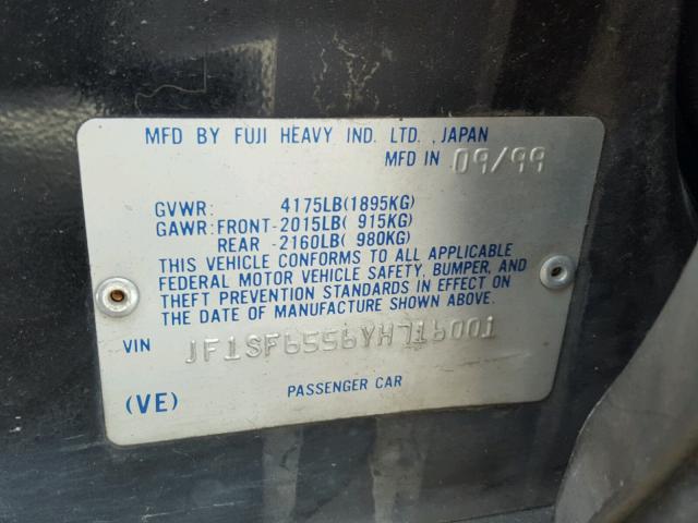 JF1SF6556YH716001 - 2000 SUBARU FORESTER S BLACK photo 10