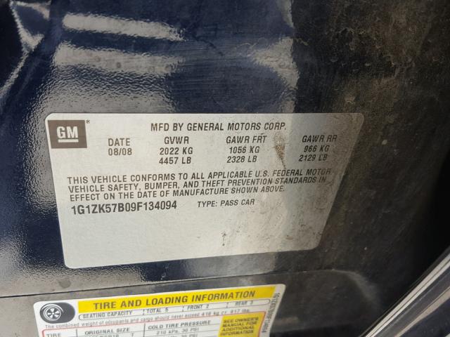 1G1ZK57B09F134094 - 2009 CHEVROLET MALIBU LTZ 蓝色 照片 10