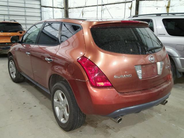 JN8AZ08W55W408473 - 2005 NISSAN MURANO SL ORANGE photo 3