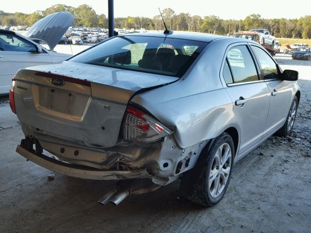 3FAHP0HA3CR330835 - 2012 FORD FUSION SE SILVER photo 4