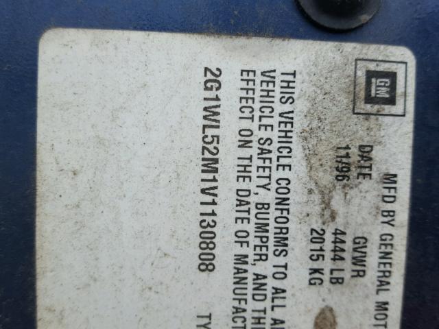 2G1WL52M1V1130808 - 1997 CHEVROLET LUMINA BAS ლურჯი ფოტო 10