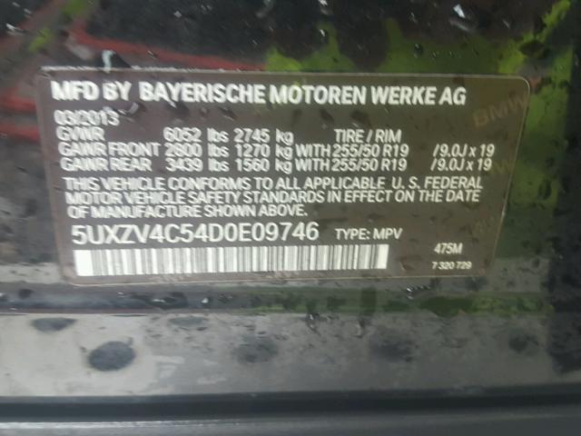 5UXZV4C54D0E09746 - 2013 BMW X5 XDRIVE3 BLACK photo 10