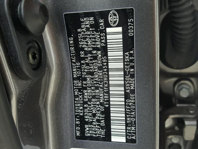 4T1BF1FK3HU345495 - 2017 TOYOTA CAMRY LE GRAY photo 10