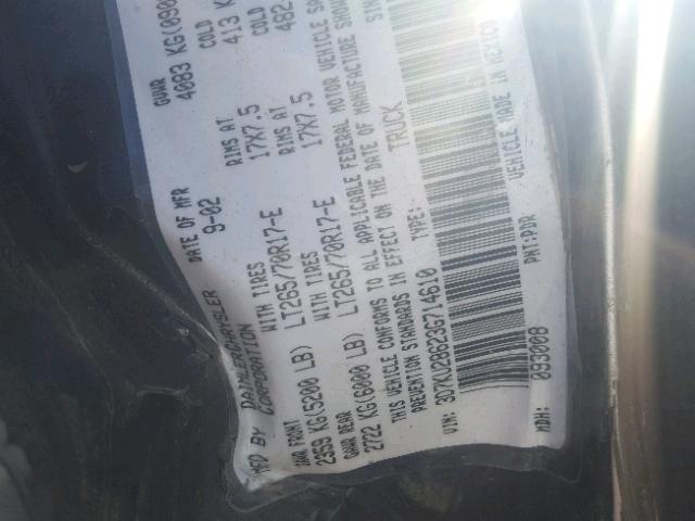 3D7KU28623G714610 - 2003 DODGE RAM 2500 S მწვანე ფოტო 10