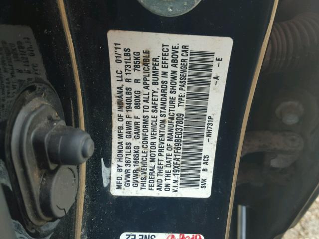 19XFA1F69BE037809 - 2011 HONDA CIVIC LX-S Qara foto 10