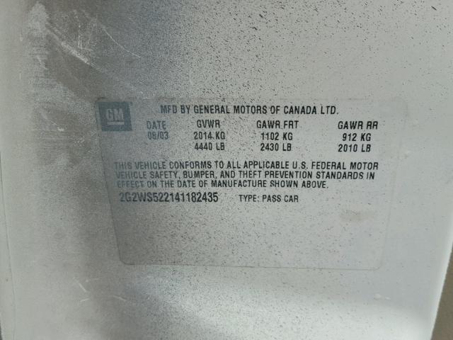 2G2WS522141182435 - 2004 PONTIAC GRAND PRIX GRAY photo 10