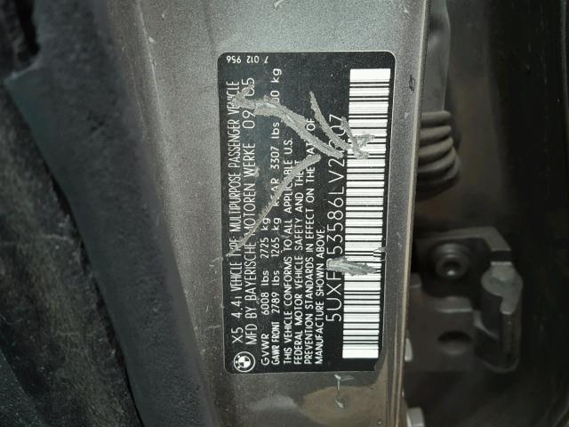 5UXFB53586LV21207 - 2006 BMW X5 4.4I GRAY photo 10