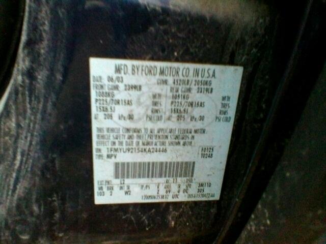 1FMYU92154KA24446 - 2004 FORD ESCAPE BLUE photo 10