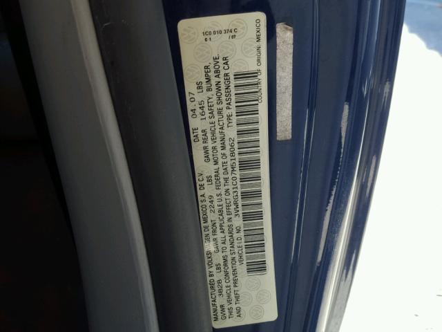 3VWRG31C07M518062 - 2007 VOLKSWAGEN NEW BEETLE 蓝色 照片 10