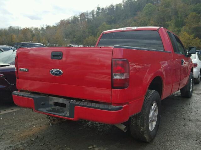 1FTRX14W05FA70612 - 2005 FORD F150 RED photo 4