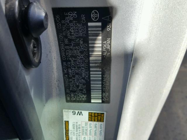JTKDE177160121472 - 2006 TOYOTA SCION TC 银色 照片 10