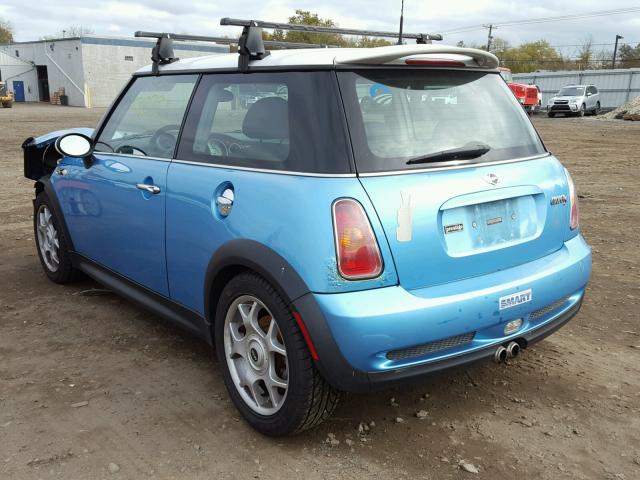 WMWRE33442TD52119 - 2002 MINI COOPER S BLUE photo 3