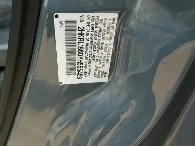 2HKRL1860YH555459 - 2000 HONDA ODYSSEY EX GRAY photo 10