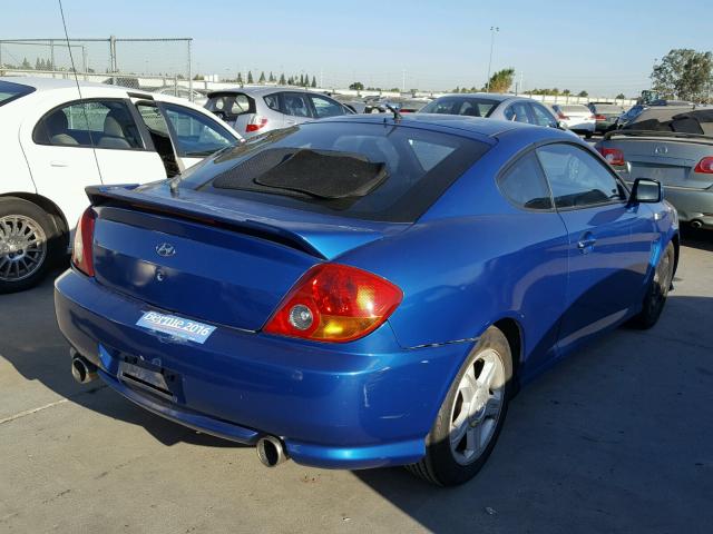 KMHHM65D84U139843 - 2004 HYUNDAI TIBURON BLUE photo 4