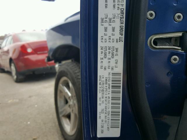 1D7RV1GTXBS705044 - 2011 DODGE RAM 1500 BLUE photo 10