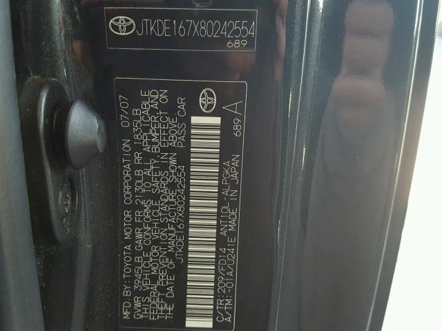 JTKDE167X80242554 - 2008 TOYOTA SCION TC 黑色 照片 10