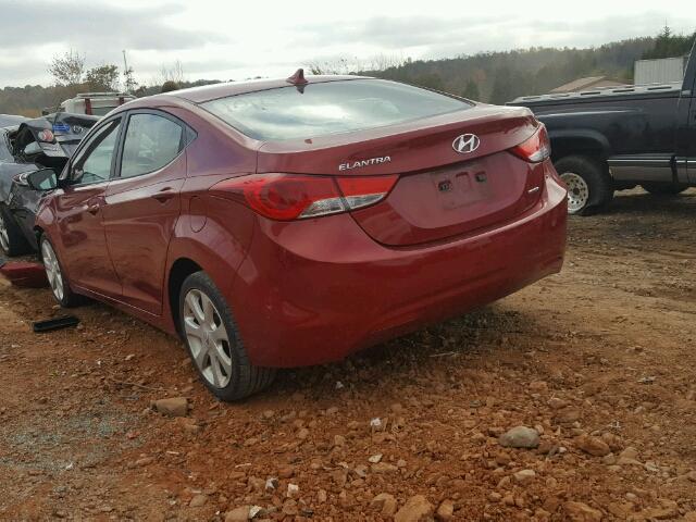 KMHDH4AE1BU111580 - 2011 HYUNDAI ELANTRA GL RED photo 3