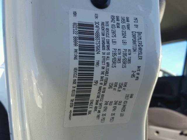 3C4FY48B65T576024 - 2005 CHRYSLER PT CRUISER WHITE photo 10