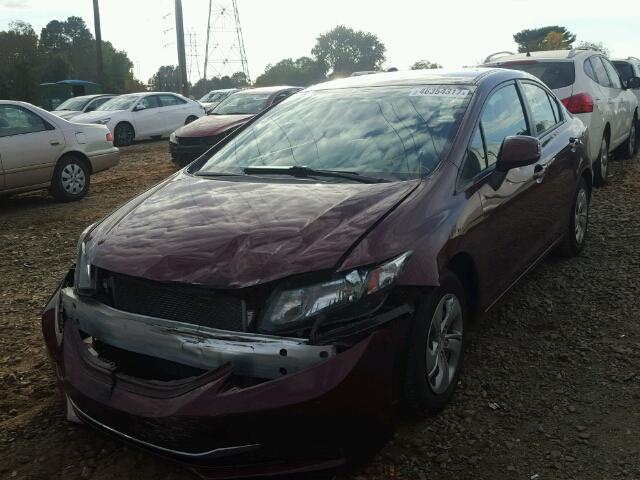 2HGFB2F58DH549189 - 2013 HONDA CIVIC LX BURGUNDY photo 2