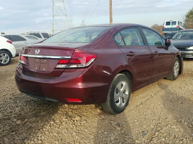 2HGFB2F58DH549189 - 2013 HONDA CIVIC LX BURGUNDY photo 4