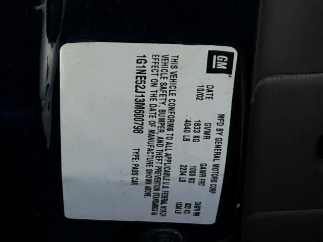 1G1NE52J13M600798 - 2003 CHEVROLET MALIBU LS 绿色 照片 10