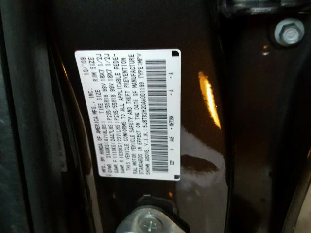 5J8TB2H20AA001199 - 2010 ACURA RDX GRAY photo 10