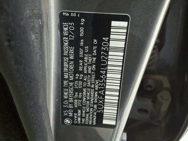 5UXFA13564LU27304 - 2004 BMW X5 3.0I SILVER photo 10