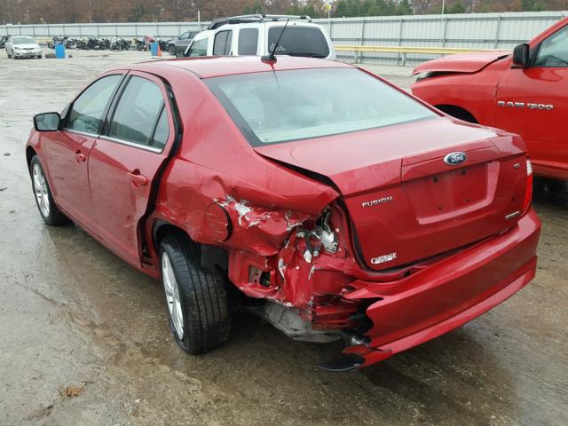 3FAHP0HG4CR421455 - 2012 FORD FUSION SE RED photo 3