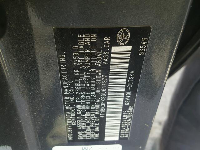 4T1BK3EK8BU614977 - 2011 TOYOTA CAMRY SE GRAY photo 10