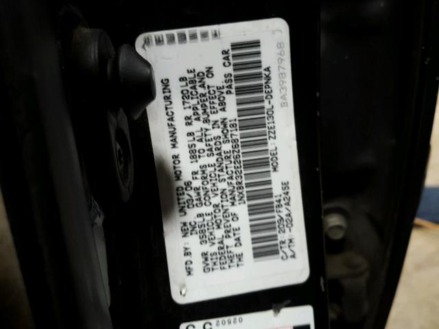 1NXBR32E26Z687181 - 2006 TOYOTA COROLLA CE BLACK photo 10