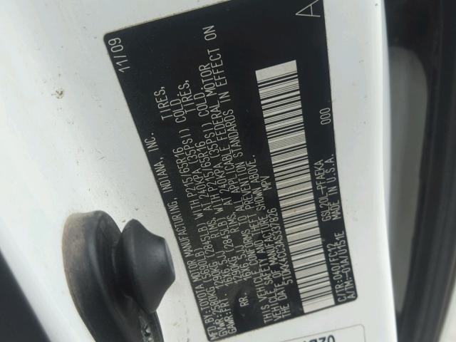 5TDKK4CC3AS337826 - 2010 TOYOTA SIENNA CE WHITE photo 10