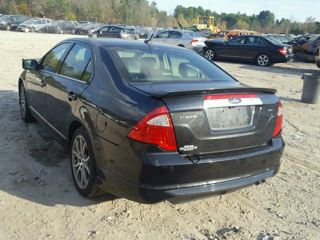 3FAHP0JA8CR255303 - 2012 FORD FUSION SEL BLACK photo 3