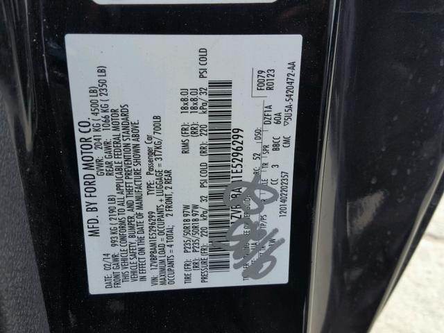 1ZVBP8AM1E5296299 - 2014 FORD MUSTANG BLACK photo 10