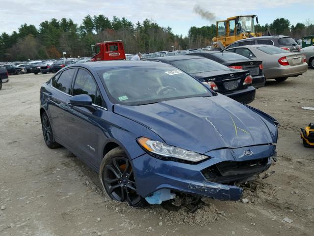 3FA6P0LU5JR102308 - 2018 FORD FUSION SE BLUE photo 1