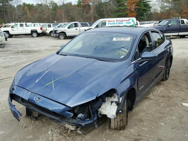 3FA6P0LU5JR102308 - 2018 FORD FUSION SE BLUE photo 2